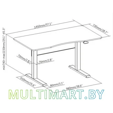 Стол для работы стоя ErgoSmart Air Desk L (белый) картинка 7